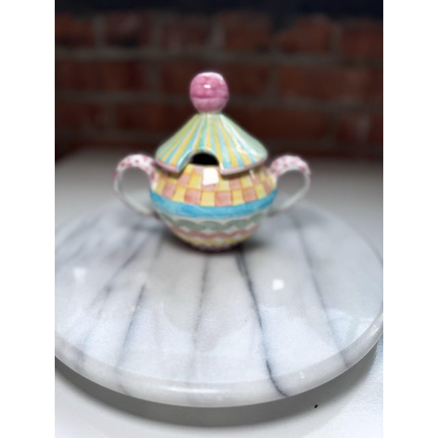 Mackenzie Childs Vintage Hand Painted MacKenzie Childs "Aurora" Sugar Bowl For Sale - Image 4 of 6