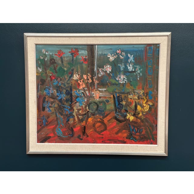Eric With, Still Life with Flowers, 1960s, Oil Painting on Canvas, Framed For Sale - Image 17 of 18