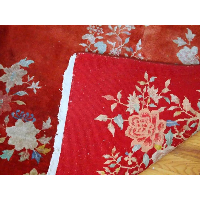 Textile 1920s Vintage Handmade Art Deco Chinese Rug For Sale - Image 7 of 10