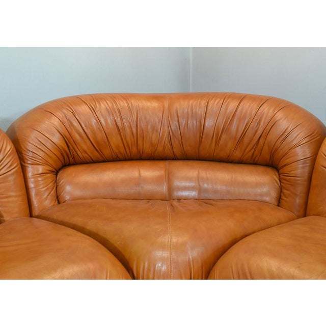 Sectional Sofa in Cognac Leather by Rossi Di Albizzate, Italy, 1970s, Set of 5 For Sale - Image 10 of 18