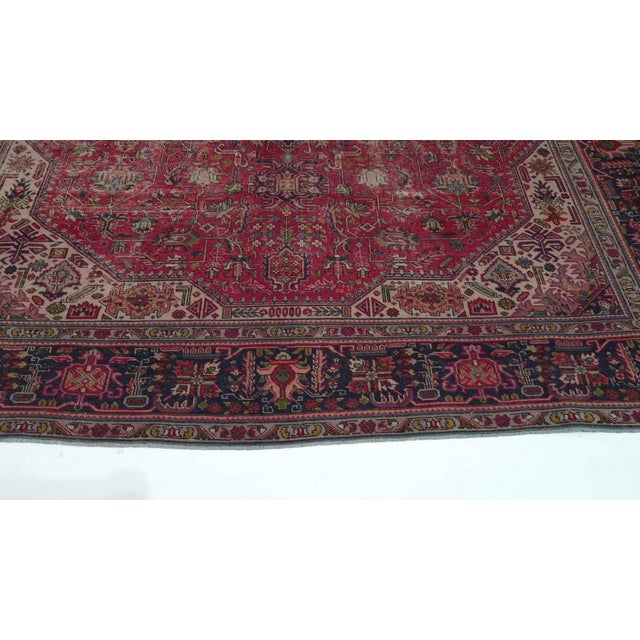 1970s Vintage Persian Handmade Wool 10x13 Red Area Rug For Sale - Image 11 of 13