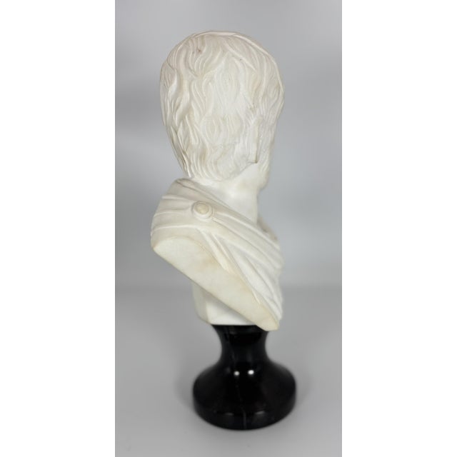 Antique Solid Marble Bust With Marble Base For Sale - Image 4 of 7