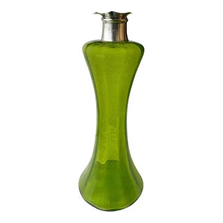 Early 20th Century English Sterling Silver and Green Glass Bud Vase, Stamped For Sale
