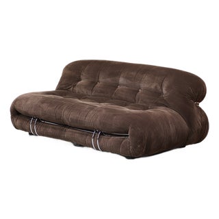 Soriana 2-Seater Sofa in Original Brown Fabric by Afra & Tobia Scarpa for Cassina, Italy, 1970s For Sale