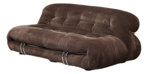 Soriana 2-Seater Sofa in Original Brown Fabric by Afra & Tobia Scarpa for Cassina, Italy, 1970s