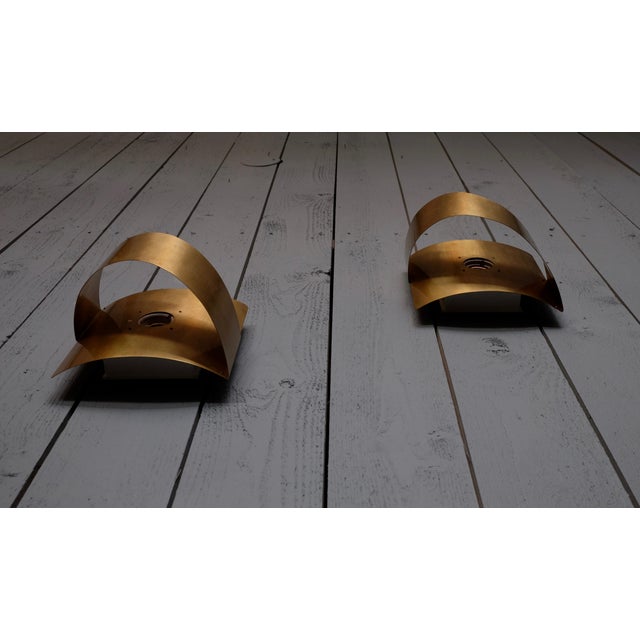 Metal Swedish Brass Band Wall Lamp by Peter Celsing for Falkenbergs Belysning, 1960s For Sale - Image 7 of 14