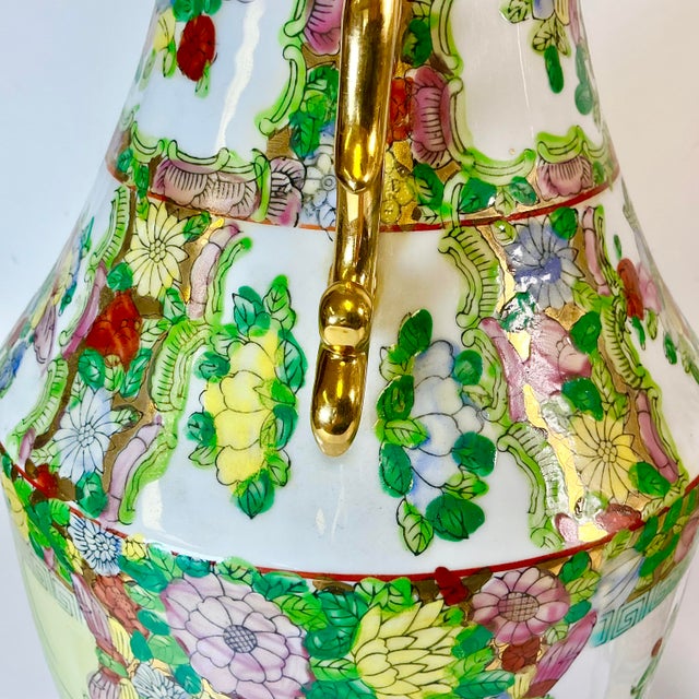 Late 19th C Antique Chinoiserie Boho Chic Hollywood Regency Famille Rose Vases - A Pair, Monumental For Sale - Image 12 of 18