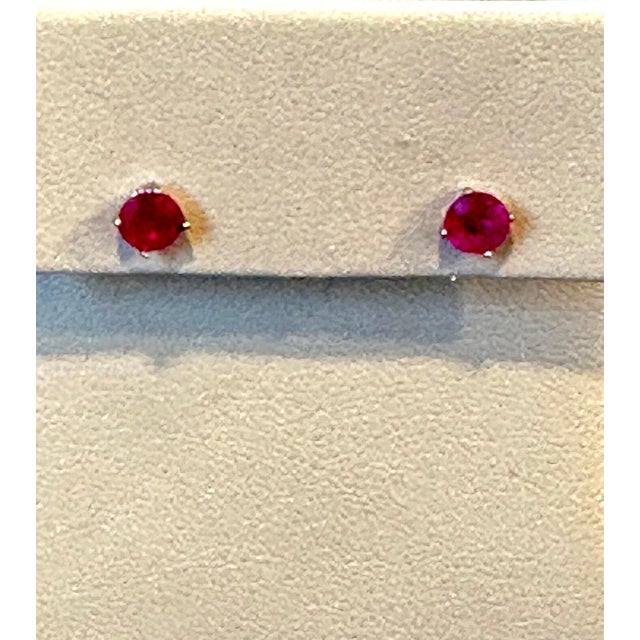 1 Carat Solitaire Natural Ruby Earrings 4 Prongs Screw Back 14 Karat White Gold For Sale In New York - Image 6 of 18