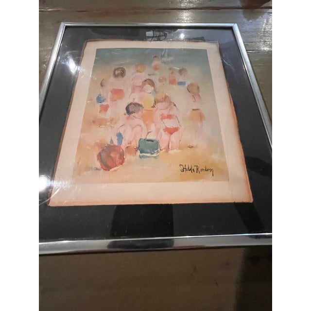 1970s 1972 Hilda Rindom “Hilda’s Little People” Figurative Artwork, Rindom Galleries Florida For Sale - Image 5 of 9