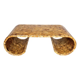 Tessellated Horn Scroll Coffee Table, After Karl Springer For Sale