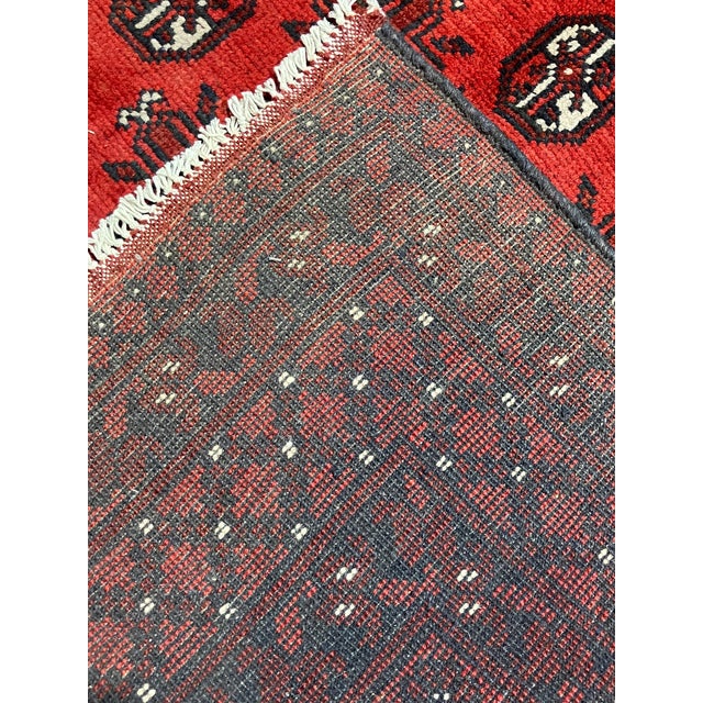 1980s Vintage Afghan Bokhara Hand-Knotted Rug 6'7" X 9'11" For Sale - Image 5 of 6