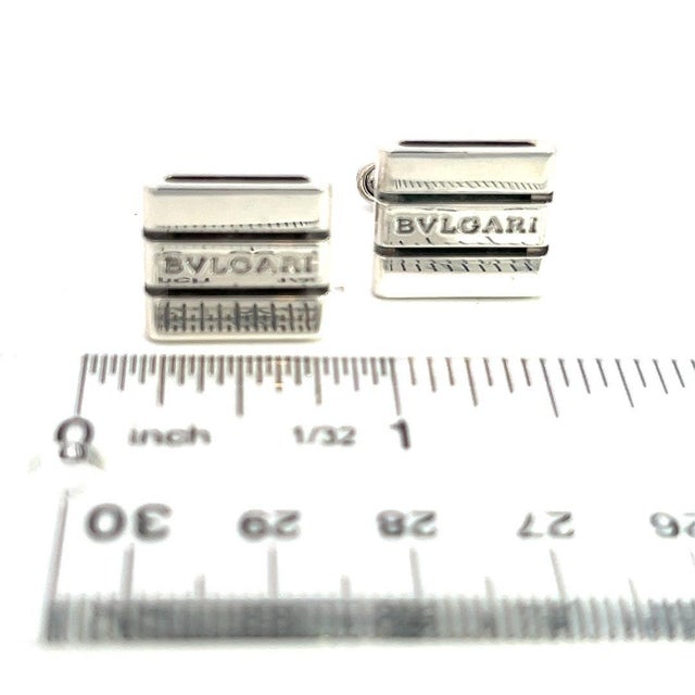 1990s Pair of Bvlgari Bulgari Estate Cufflinks Sterling Silver For Sale In New York - Image 6 of 7