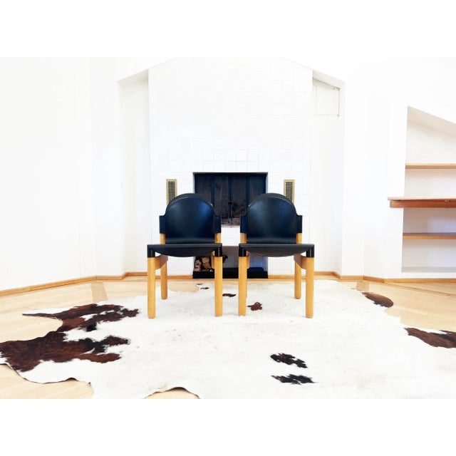 Mid-Century Modern Set of 6 (More Avail.) Postmodern 1980s Flex 2000 Stacking Chairs by Gerd Lange for Thonet, Ash + Beech Wood and Black For Sale - Image 3 of 12