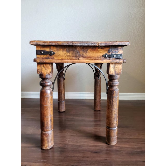 Rustic Mexican Reclaimed Pine Iron Side Table Chairish