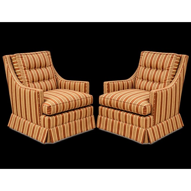 Pair of 1940’s Striped Club Chairs For Sale In New York - Image 6 of 7