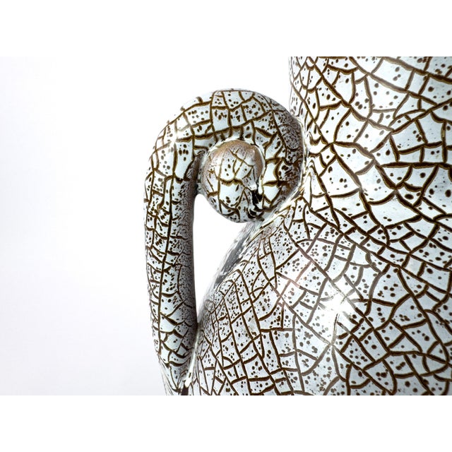 This impressive mid-century ceramic vase was produced by the celebrated Accolay pottery workshop in Burgundy, France,...