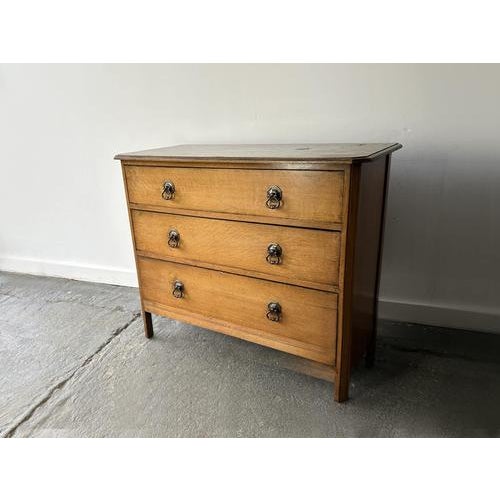 Wood Small Vintage Georgian Oak Chest of Drawers, 1940s For Sale - Image 7 of 8
