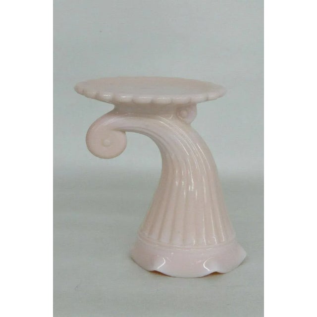 Light Pink Jeannette Shell Pink Milk Glass Cornucopia Horn Vase For Sale - Image 8 of 11