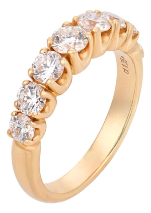 Vintage Italian Diamond 18k Rose Gold Half Eternity Wedding Band, Size 6.75