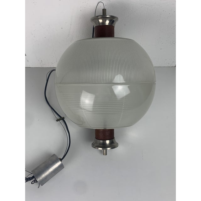 Midcentury Modern Teak and Holophane Sphere Globe Pendant by Sergio Mazza, 1960s For Sale - Image 15 of 18
