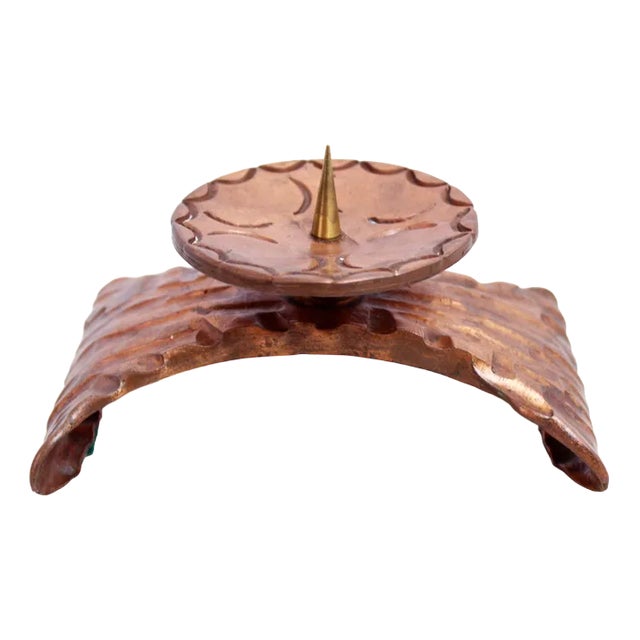Brutalist Copper & Bronze Candle Holder, 1950s For Sale