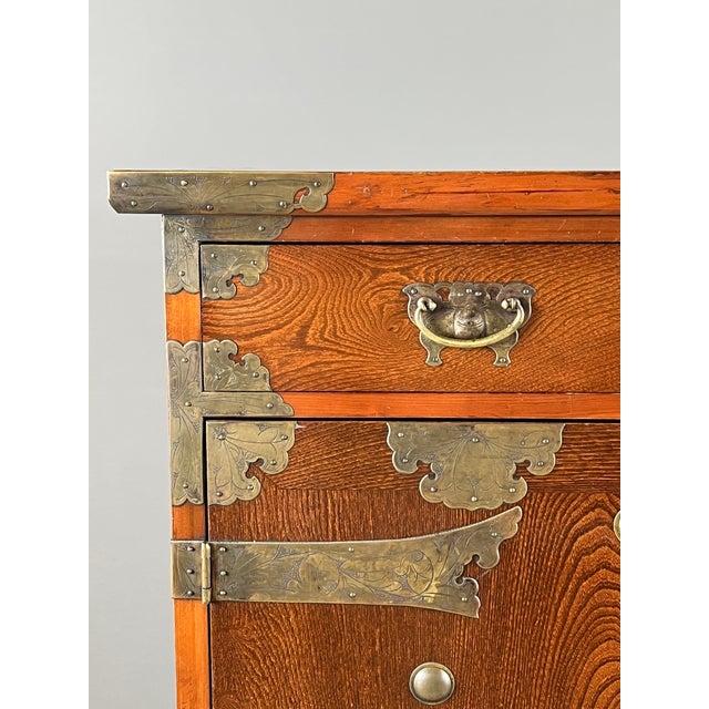 Wood 19th Century Tansu Japanese Cabinet in Wood and Brass Fittings For Sale - Image 7 of 13
