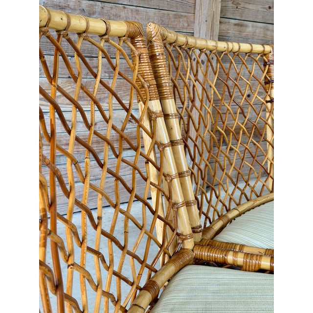 Bielecky Brothers Vintage Refinished Organic Modern Coastal Three-Piece Curved Rattan Sectional Sofa Set For Sale - Image 4 of 12