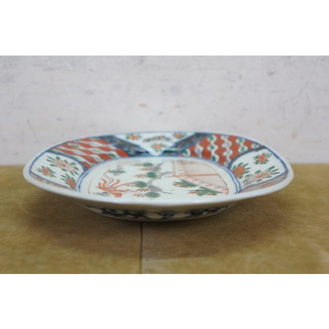 Ceramic Antique Japanese Famille Verte Porcelain Imperial Phoenix Oval Serving Platter 10" For Sale - Image 7 of 10