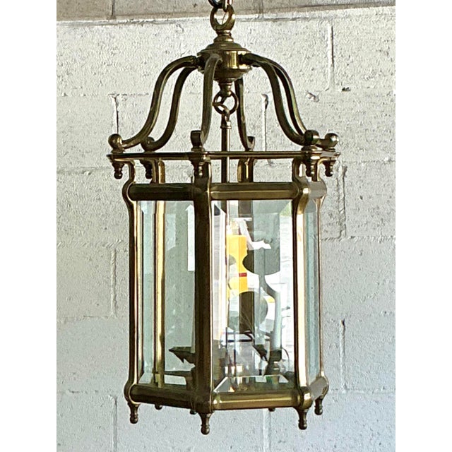 Metal Vintage Regency Burnished Brass Lantern For Sale - Image 7 of 10
