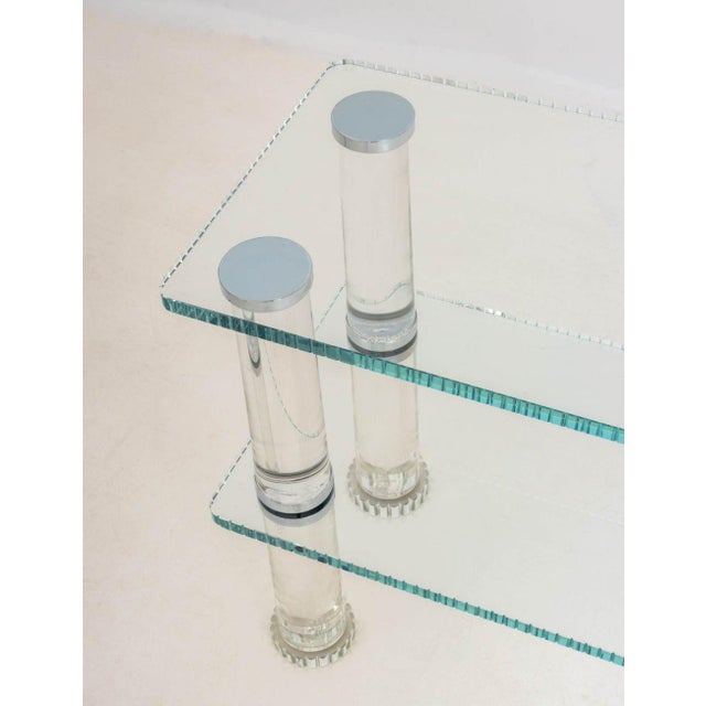 Mid-Century Modern Modern Lucite and Glass Two-Tier Etagere For Sale - Image 3 of 6