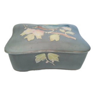 Vintage Lipper and Mann Hand Painted Floral Porcelain Gilded Trinket Box 1950s For Sale