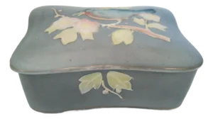Vintage Lipper and Mann Hand Painted Floral Porcelain Gilded Trinket Box 1950s