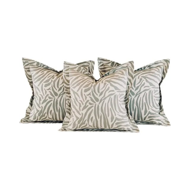 Designer Vicki Payne Free Spirit Gray Ivory Zebra African Safari Animal Print Pillows- 3 Pc Set For Sale In Jacksonville, FL - Image 6 of 6