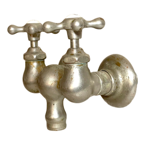 Antique Nickel Plated Brass Mueller Porcelain Industrial Wall Faucet Fixture