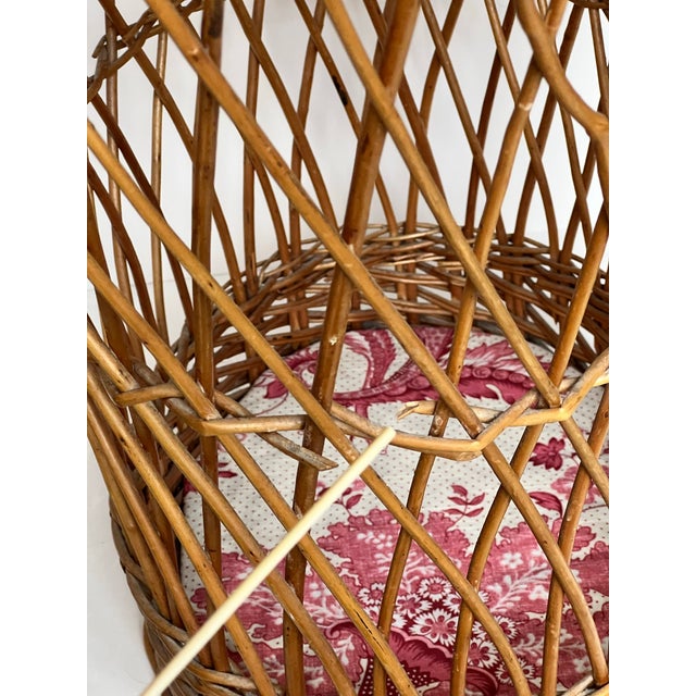 Vintage French Lattice Style Basket With Handle For Sale - Image 11 of 11
