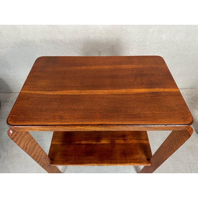 Brown Art Deco Side Table in Oak, 1930s For Sale - Image 8 of 12