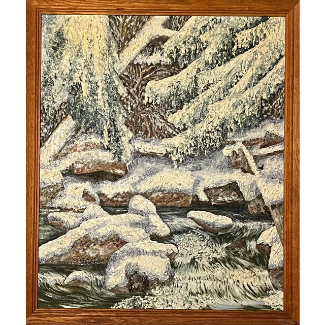 Original 1959 Andrew William Vachon, S.J. Oil Painting “Silvered Silence” – Ketchikan, Alaska Original impasto oil on...