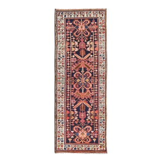Tribal Midcentury Persian Hamedan Rug in Midnight Blue, Red, Green and Brown For Sale