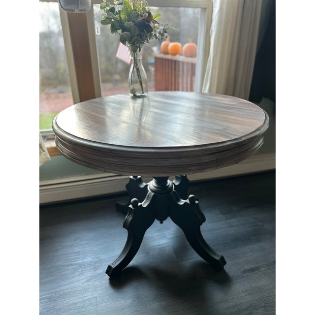Victorian Refinished Victorian-Inspired Pedestal Parlor Table For Sale - Image 3 of 9