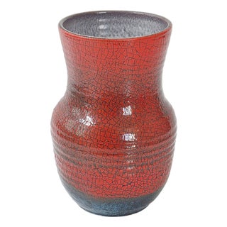 Vintage Crackle Glaze Ceramic Vase from Accolay, 1960s For Sale
