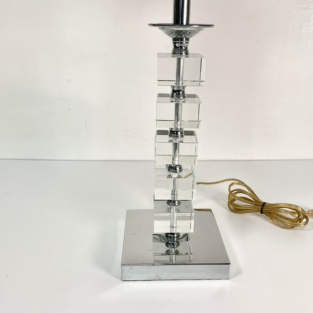 1970s Vintage Contemporary Modern Stacking Square Lucite Cubes Table Lamp For Sale - Image 6 of 16