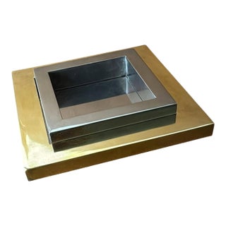 Romeo Rega Style Italian Steel and Brass Ashtray For Sale