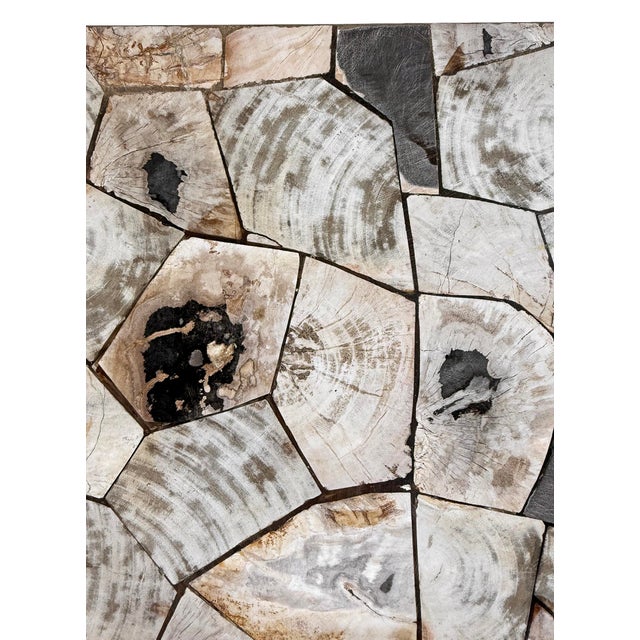 Petrified Wood Top Organic Teak Console Table For Sale In Los Angeles - Image 6 of 14