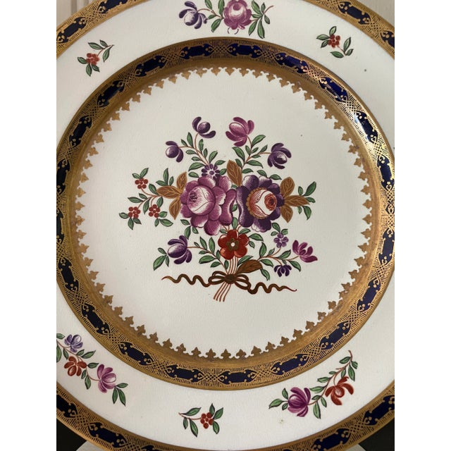 1910s Antique 1917 Tiffany & Co Booths Cabinet Plate in Deep Cobalt with Gilt Gold Trim For Sale - Image 5 of 10