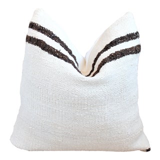 Vintage Berber Turkish Kilim Pillow, 21" X 21" Feather Down Insert For Sale