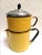 Canary Yellow Antique French Art Deco Bright Yellow Graniteware Coffee Pot Bakelite Handle For Sale - Image 8 of 8