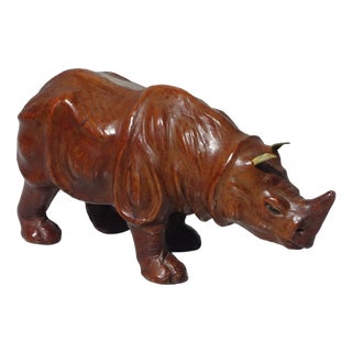 Vintage Leather Rhinoceros, India, 1950s For Sale