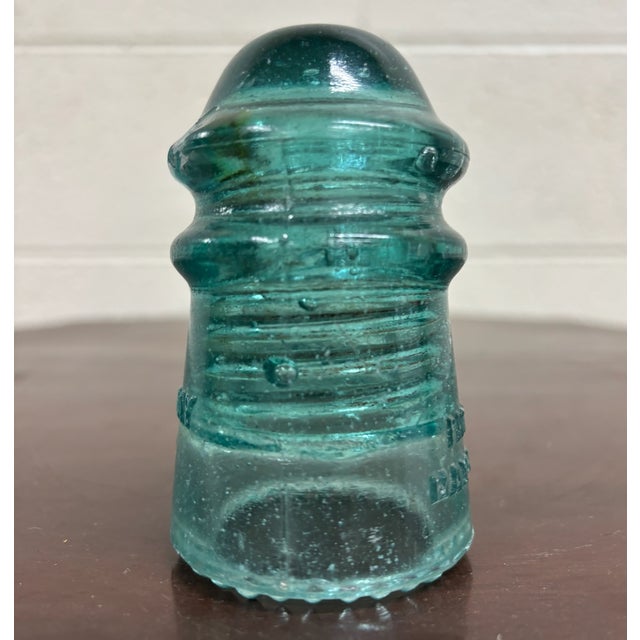 Industrial Vintage Hemingray 9 Aqua or Teal Glass Insulator For Sale - Image 3 of 6