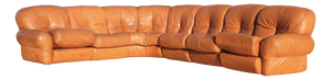 Modular Fawn Leather Sofa, Italy, 1970s, Set of 5