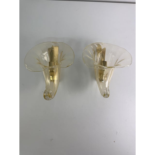 Murano Glass Cornucopia Wall Lamps, 1960s, Set of 2 For Sale - Image 10 of 16